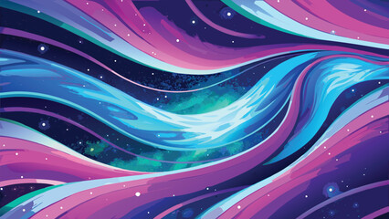 Abstract background with blue, pink and violet waves. Vector illustration.