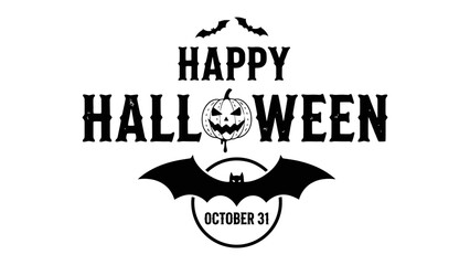 Spooky Halloween Invitation: A creative and spooky Halloween invitation featuring a festive pumpkin face and classic spooky bats, the iconic Happy Halloween text, and the all-important date.