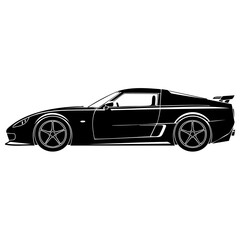 Obraz premium Sleek Black Silhouette Modern Car Design Illustration