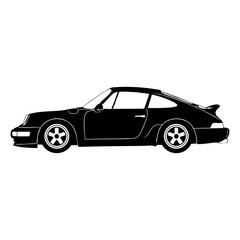 Classic Sports Car Silhouette Elegant Design in Black and White