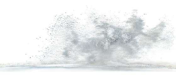 Dynamic ocean wave splash with tiny water droplets isolated on transparent background