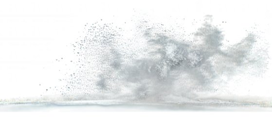 Dynamic ocean wave splash with tiny water droplets isolated on transparent background