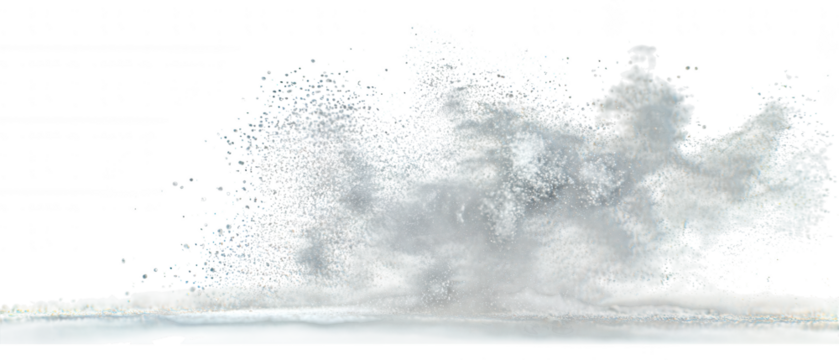 Dynamic ocean wave splash with tiny water droplets isolated on transparent background - Powered by Adobe