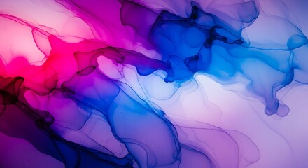 Abstract Swirls of Pink and Blue Ink Blending in Water paint watercolor