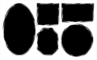 Grunge Frames Collection: Oval Square Circle Octagon.