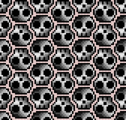 The seamless pixel background with skulls.
