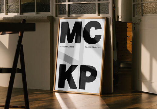 Mockup Of Customized Vertical Framed Poster