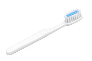 Toothbrush with blue toothpaste gel on bristles, representing oral hygiene and daily dental care routine