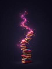 Magical Stack of Books Floating.