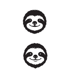 Sloth Face Silhouette Vector  Black and White Sloth Head Illustration  Sloth Animal Face Outline Design © Kinza