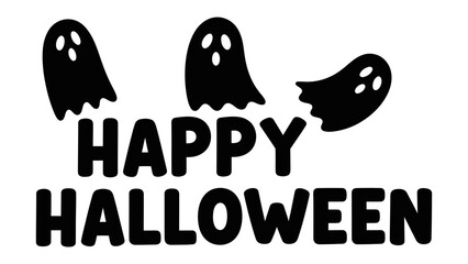 Halloween Ghosts Silhouette: A simple and playful design of Halloween, this illustration captures the spirit of a spooky holiday celebration.