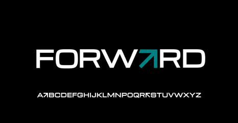 Modern Minimalist Font Technology and Science. Digital typography vector illustration design. Sci-fi, business, movie, magazine, fashion font