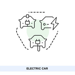 Electric Car and Vehicle Charging Icon – EV, Green Energy, Sustainable Transport, and Clean Technology