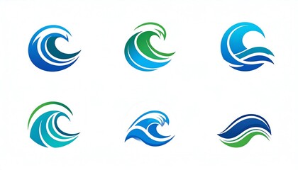 Abstract wave designs in various shades of blue and teal