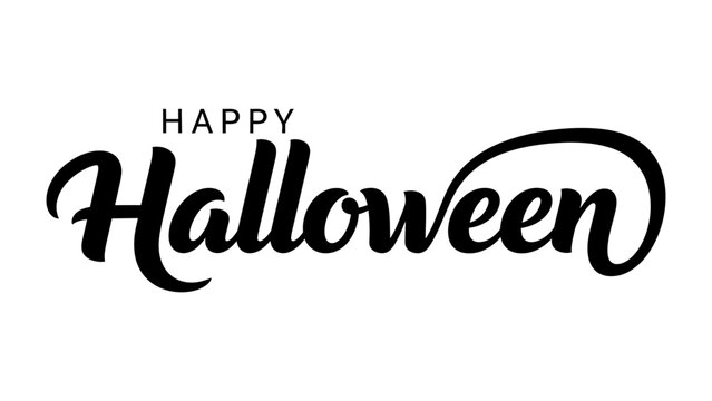 Happy Halloween Festive Calligraphy: A stylish, eye-catching, modern calligraphy design wishes a Happy Halloween in an elegant display.