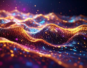 Abstract wave patterns of glowing particles