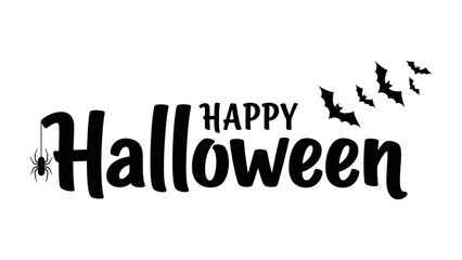 Halloween Greetings: A spirited Happy Halloween design, adorned with playful bats and a spider, sets the stage for a night of spooky fun and celebration.