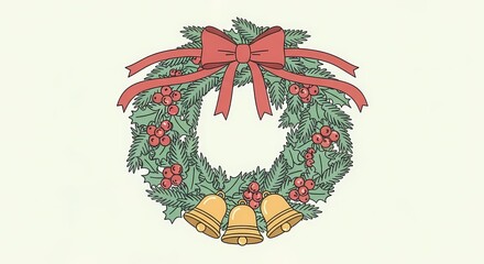 Create a Festive Holiday Wreath with Bows and Bells for Christmas Decorations