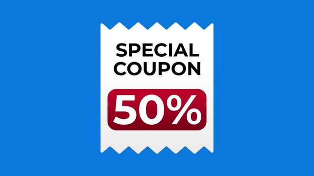 Animated Sale Motion Graphic: 50% off coupon Online Shopping and Retail Discount Promo Footage for E-commerce and Digital Marketing