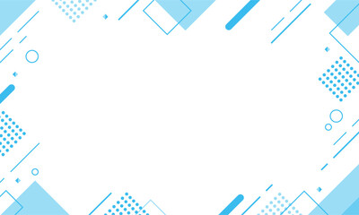 【青】幾何学模様背景・メンフィスのフレームパターン素材