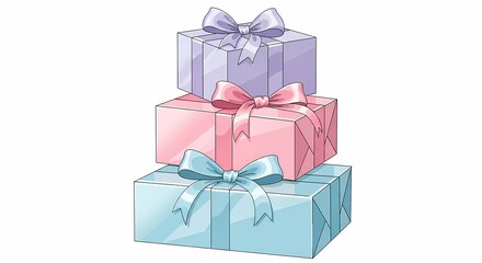 Colorful Gift Boxes Stacked with Bows for Special Occasions and Celebrations