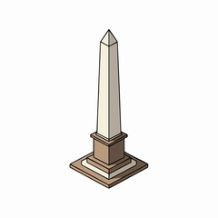 Isometric Style Monument Landmark Stone Memorial Structure Famous Building Illustration