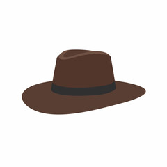 Flat Style Classic Brown Fedora Hat Fashionable Headwear Accessory Illustration
