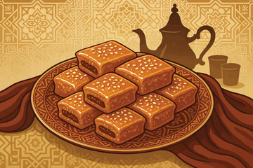 Makrout Pastry Moroccan Geometric Background