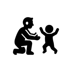 Father teaching walking icon