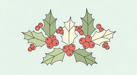 Colorful Holly Berry Illustration Perfect for Holiday Decorations and Cards