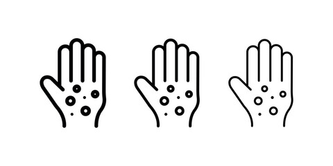 Rash hand icon set line art and glyph design.