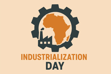 Africa Industrialization Day Flat Vector Illustration with Industry Symbol