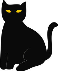 Illustration of a Black Cat with Yellow Eyes