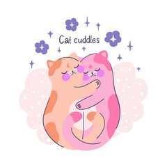 Composition which two cute cats sleeping