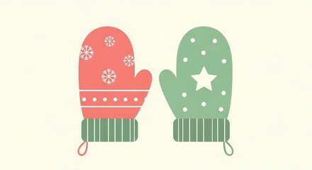 Colorful Winter Mittens Illustrated in Festive Style for Holiday Cheer