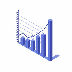 Isometric Style Detailed Bar and Line Chart Financial Data Presentation