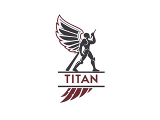 Fototapeta premium Powerful Spartan Warrior with Axe, Ready for Battle, for Titan Esports Logo