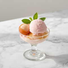 Lychee Scoop with Mint Garnish Styled Photo