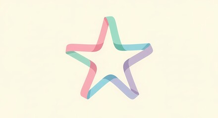 Colorful Star Shape Made with Soft Ribbon on Light Background