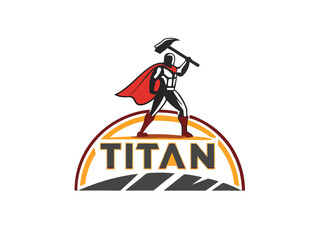 Powerful Spartan Warrior with Axe, Ready for Battle, for Titan Esports Logo