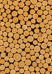 Warm textured woodpile pattern offers natural rustic charm and cozy ambiance, perfect for backgrounds, construction visuals, or organic product promotions