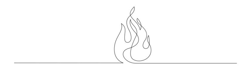 One line drawing of a fire flame