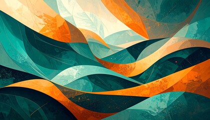 Abstract wavy design with layered colors