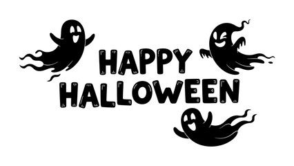 Halloween Ghosts: A whimsical Halloween scene with spooky ghosts and cheerful lettering, perfect for seasonal festivities.