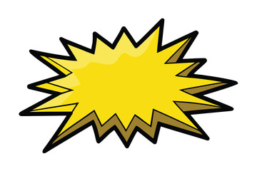 Cartoon Yellow Burst with Black Outline for Emphasis and Design Element