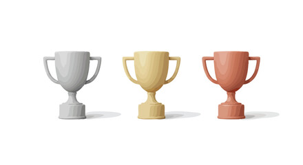 Stunning gold silver bronze trophies symbolize victory achievement success and top performance in competition