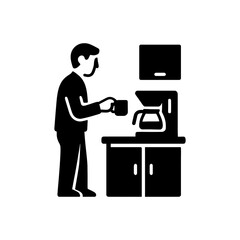 Fototapeta premium Man making coffee icon