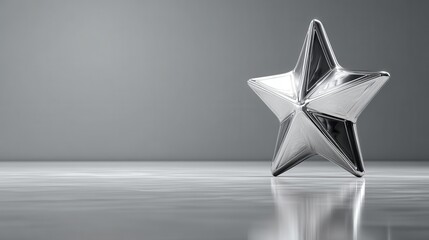 Metallic Star Sculpture on Polished Surface with Soft Lighting and Neutral Background in Contemporary Minimalist Style