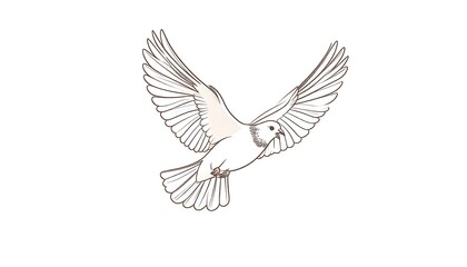 Obraz premium A stylized illustration of a white dove in flight