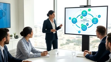 Professional Business Presentation about Digital Transformation in Corporate Meeting Room - Powered by Adobe